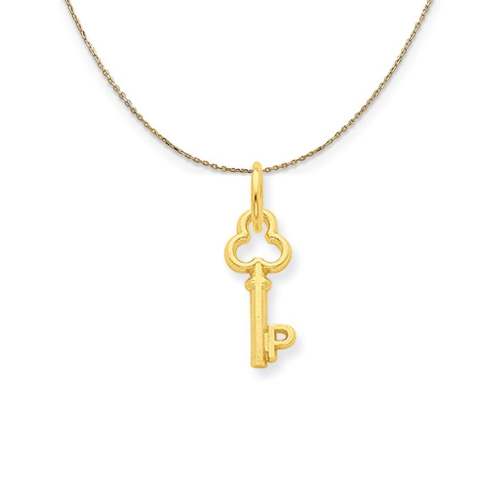 14k Yellow Gold Hannah Mini Initial P Shamrock Key Necklace - 16 Inch